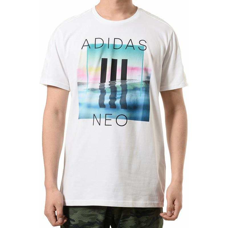 Adidas Neo T Shirts Men's White Crew Neck Moderate