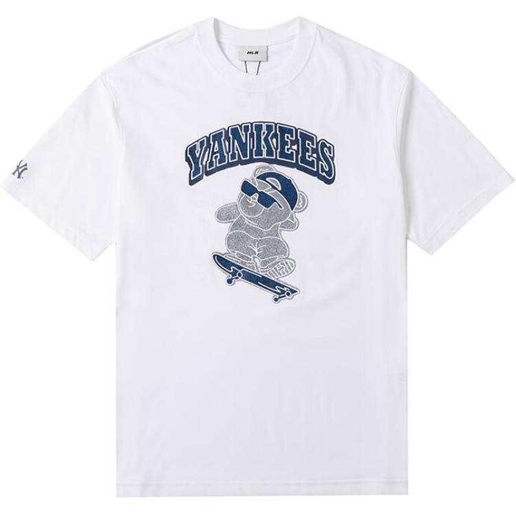MLB New York Yankees T Shirts Unisex Ecru Crew Neck Moderate Straight Fit