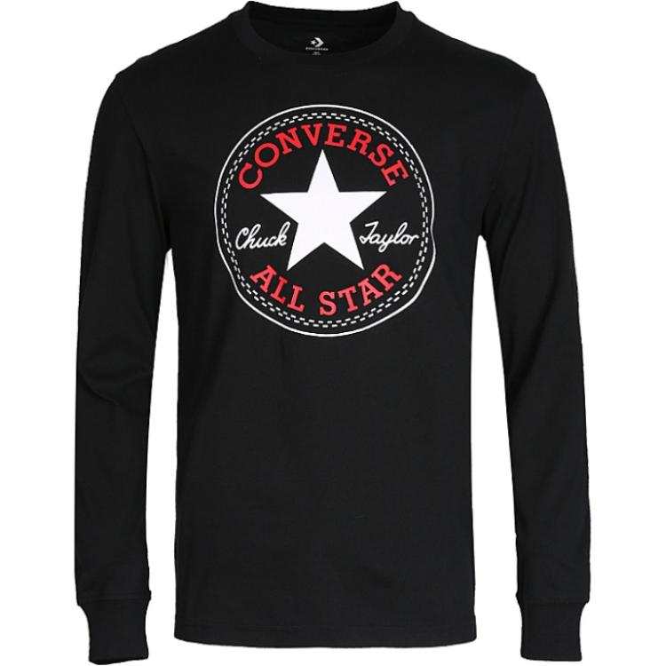 Converse Converse T Shirts Men's Black Crew Neck Moderate
