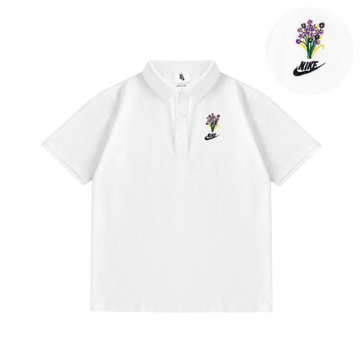 Nike Nike T Shirts Unisex White Polo Collar Moderate Straight Fit