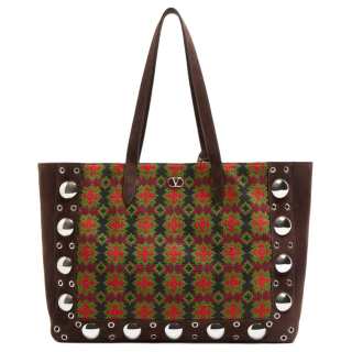 Valentino Suede Tote Bag, Shopping Bag, Shoulder Bag Large Women's Dark Brown