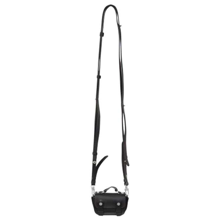 C2H4 Cow Leather Earphone Case Crossbody Bag Mini Unisex Black
