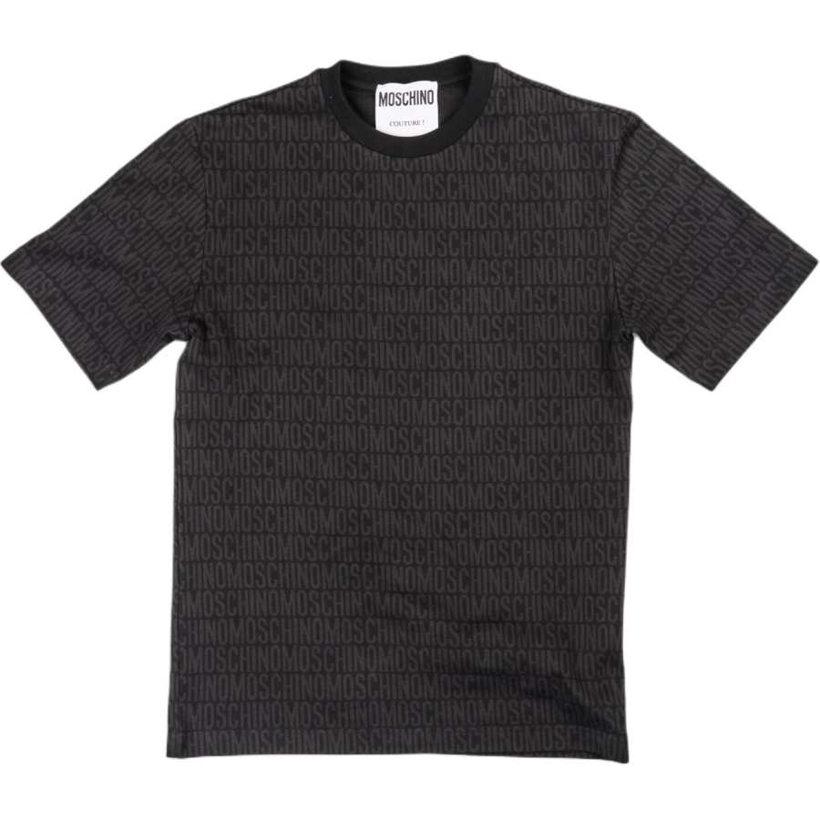 MOSCHINO Allover Logo Printed Crewneck T Shirt