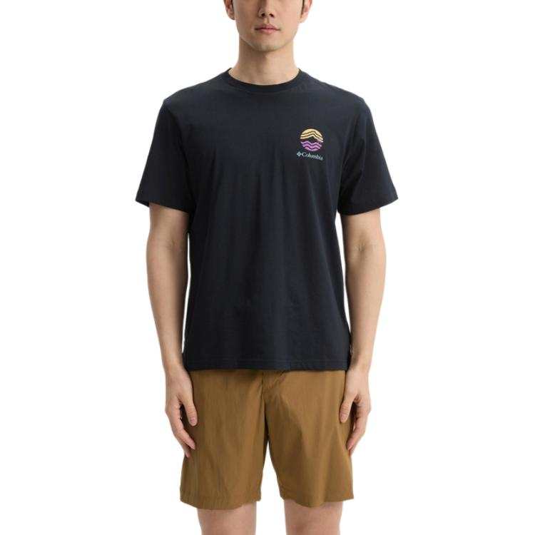 Columbia T Shirts Men's Black Crew Neck Moderate Straight Fit