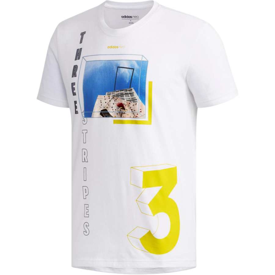 Adidas Neo T Shirts Men's White Crew Neck Moderate Straight Fit