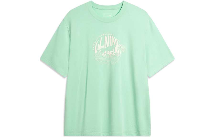 Li-Ning Li Ning Sports Life Collection Drop Shoulder Sleeve T Shirt Men's Cooling Green