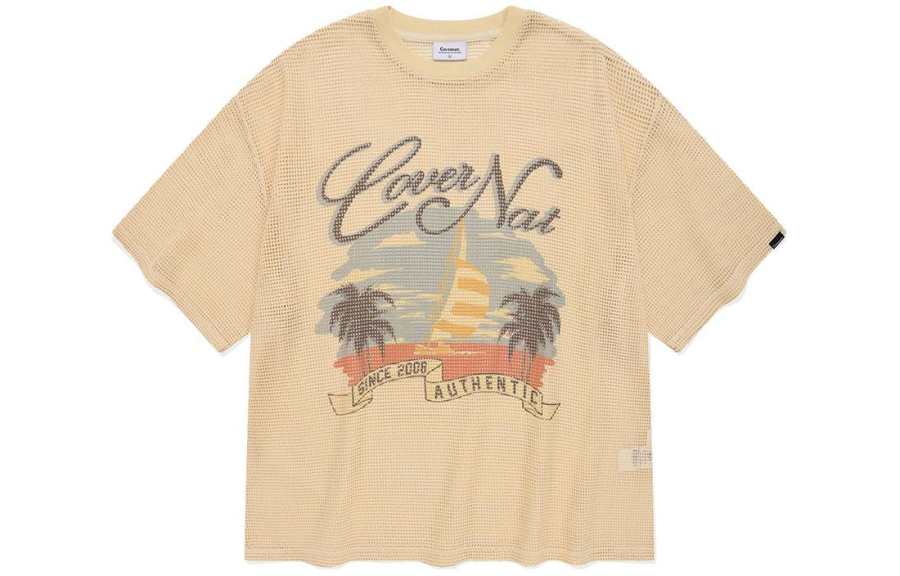 COVERNAT Short Sleeved T Shirts Unisex Beige