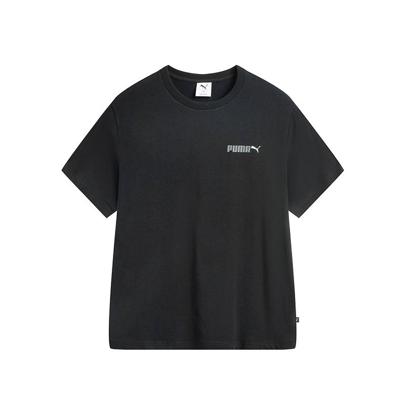 PUMA T Shirts Unisex Black Crew Neck Moderate