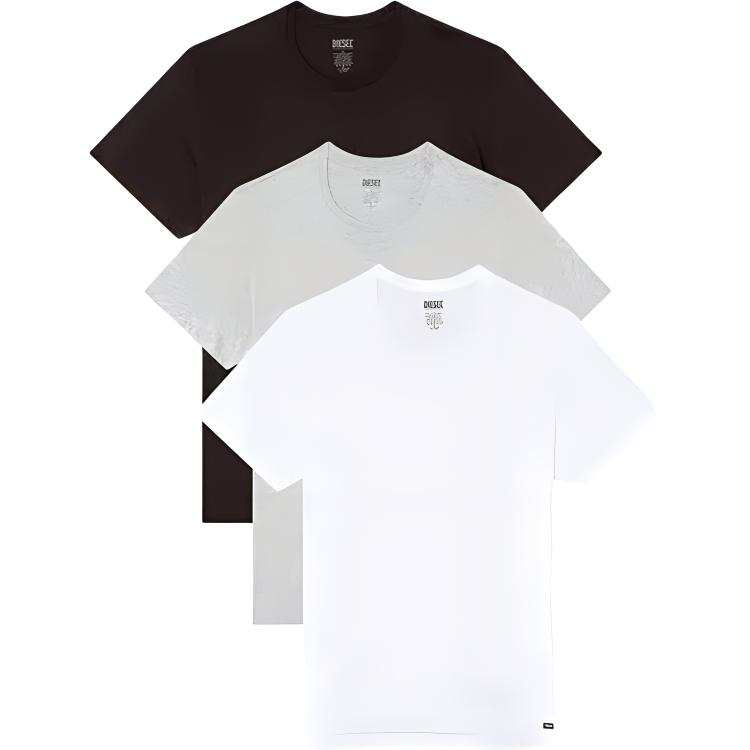 DIESEL T Shirts Men's 3 Pack Black+White+Gray Crew Neck Moderate Other