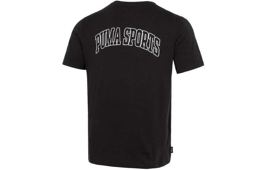 PUMA T Shirts Men's Black Crew Neck Moderate Straight Fit