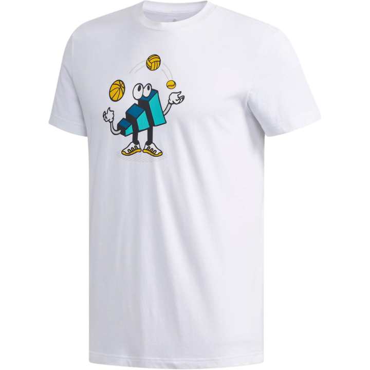 Adidas Adidas T Shirts Men's White Crew Neck Moderate Straight Fit