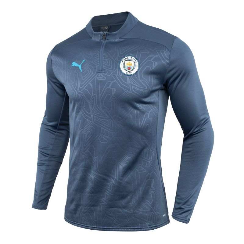 PUMA Fleece Lined Comfortable Long Sleeved Pullover T Shirt Unisex Ink Blue/Phantom Blue
