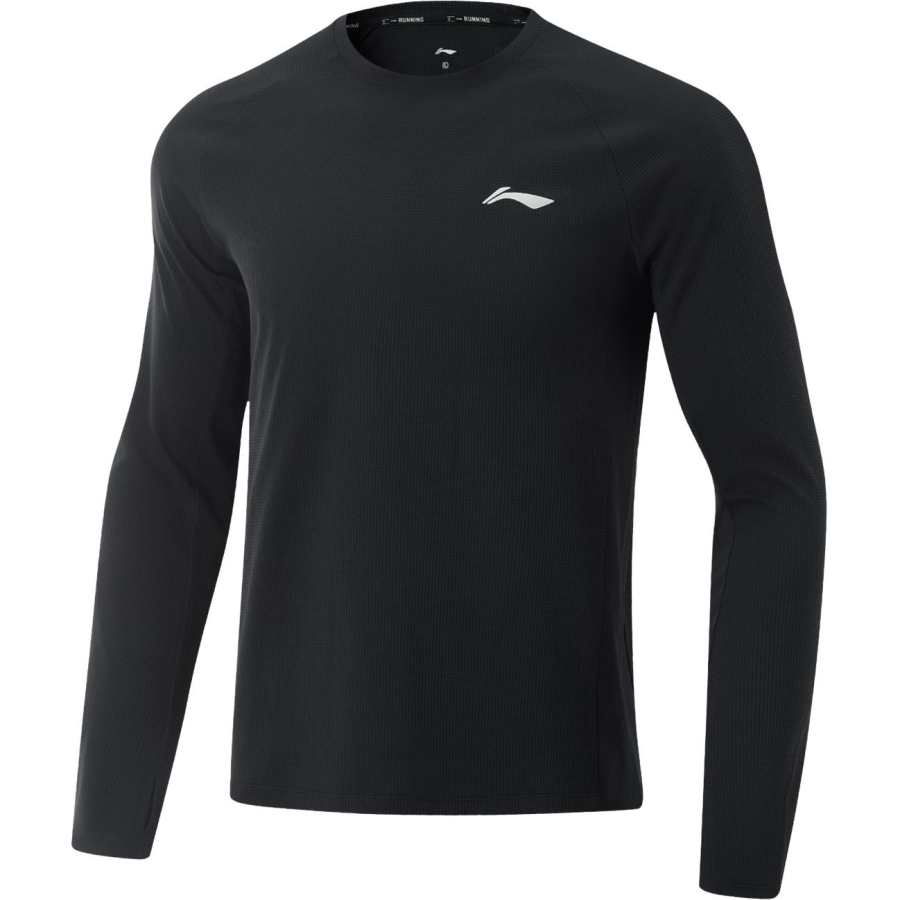Li-Ning Li Ning T Shirts Men's Black Crew Neck Moderate Straight Fit