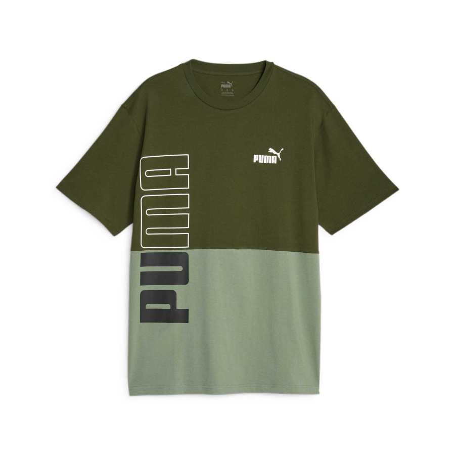 PUMA T Shirts Men's Green Crew Neck Moderate Straight Fit