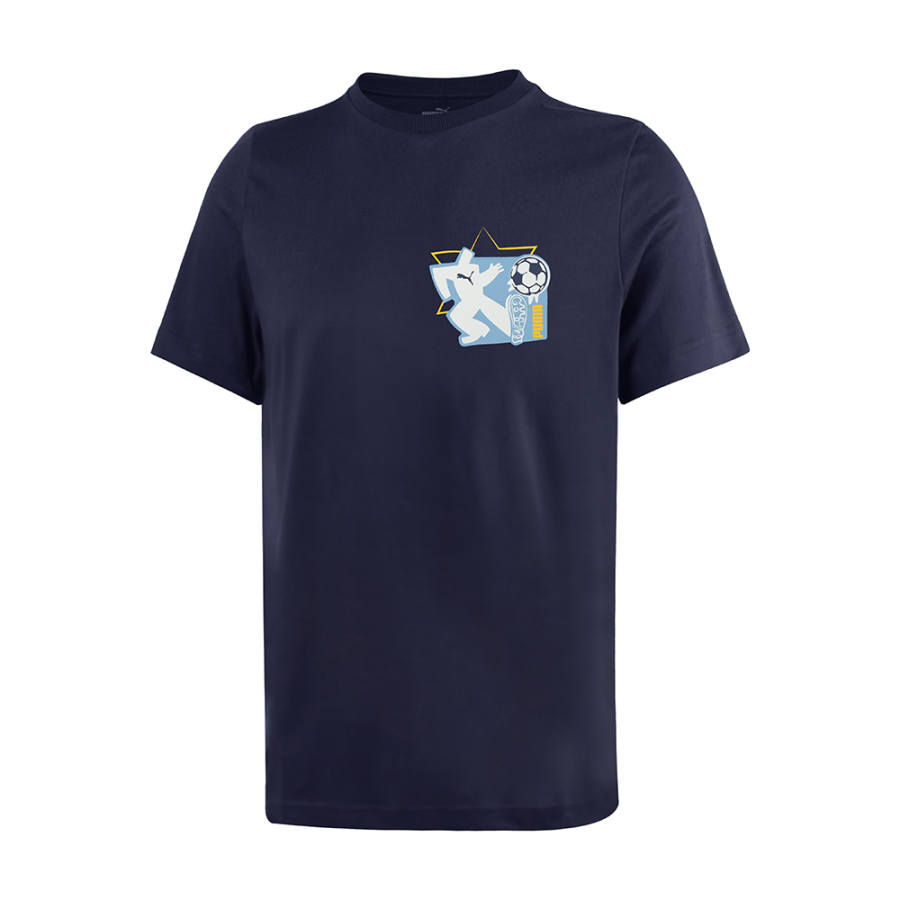 PUMA T Shirts Men's Marine Blue Crew Neck Moderate