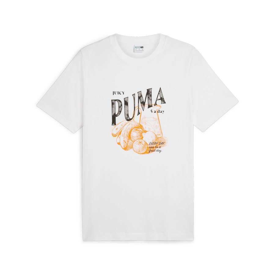PUMA PUMA T Shirts Men's White Crew Neck Moderate