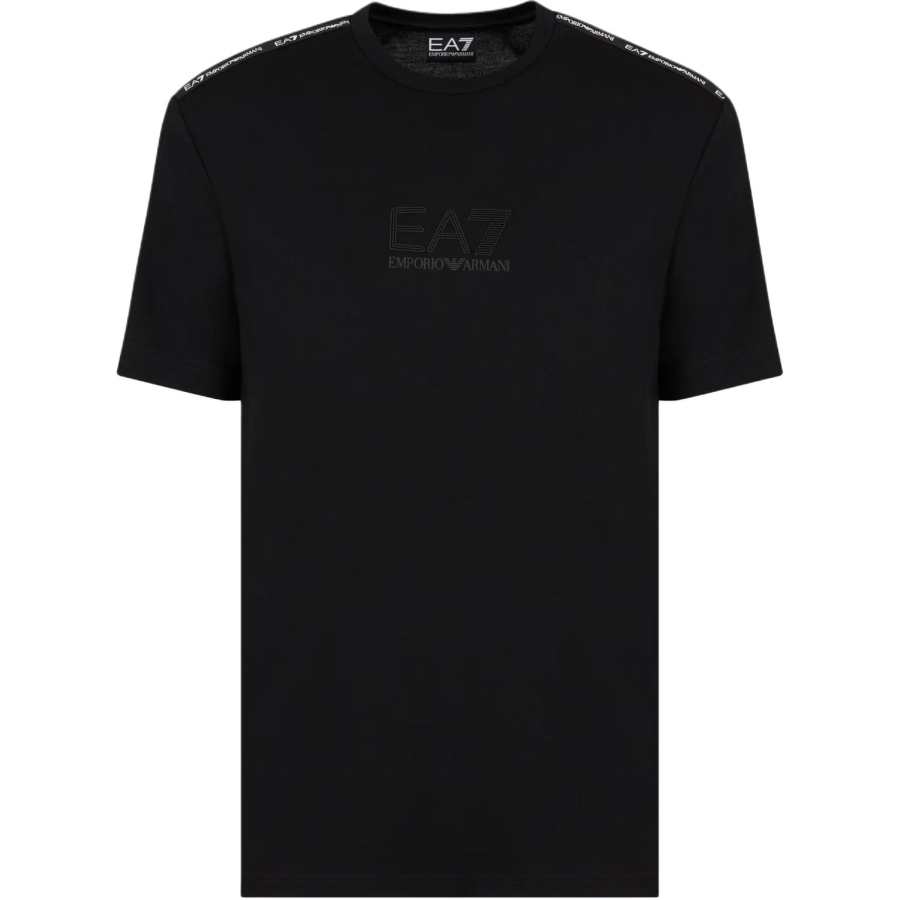 EMPORIO ARMANI EA7 Logo Letter Print Crew Neck Pullover Short Sleeved SS24 T Shirt Men's Black
