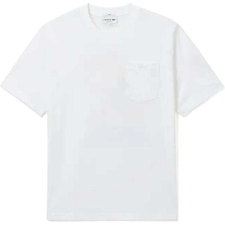 LACOSTE Summer Active Collection T Shirts Unisex White Crew Neck Moderate Straight Fit