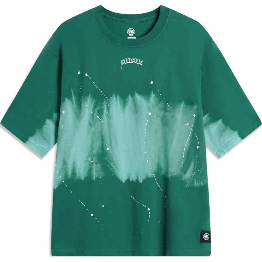 Li-Ning Li Ning Badfive T Shirt Men's Stone Green Tie Dye
