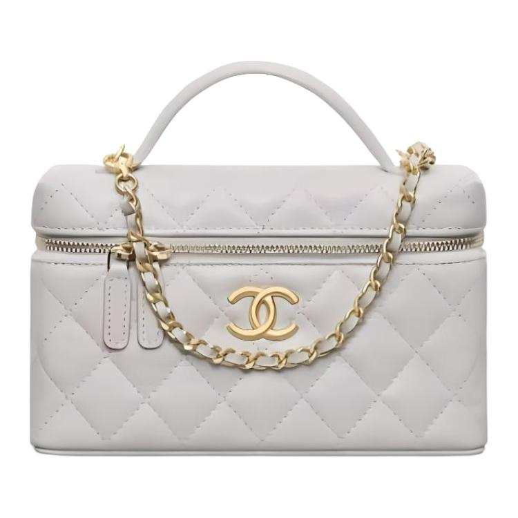 CHANEL Grain Cow Leather Material Gold Metal Shoulder Bag, Crossbody Bag, Handbag Women's Gray
