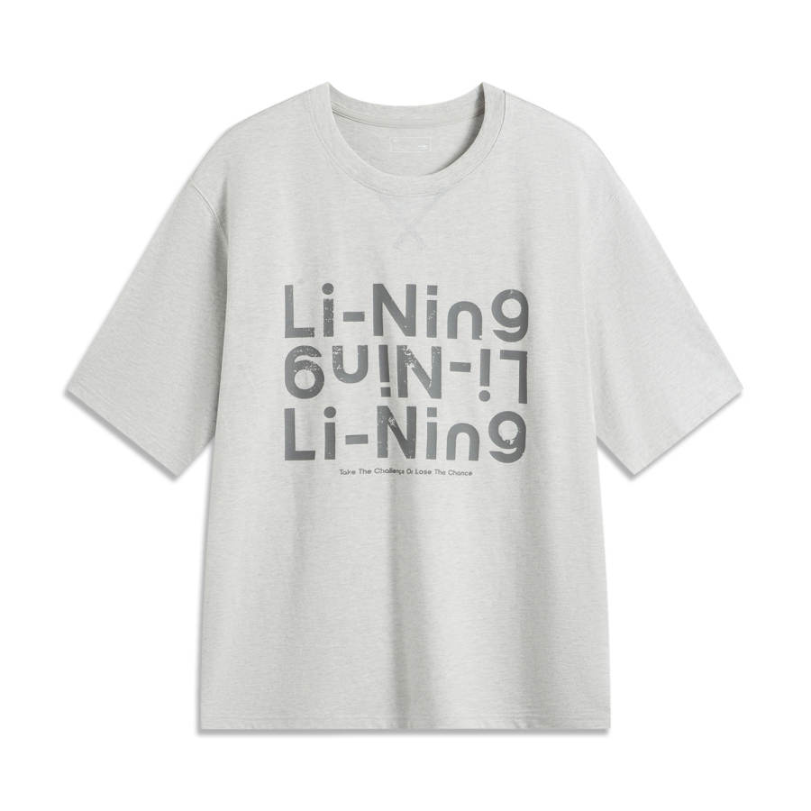 Li-Ning Li Ning Sports Life Collection T Shirt Unisex Heather Gray Waterdrop Gray