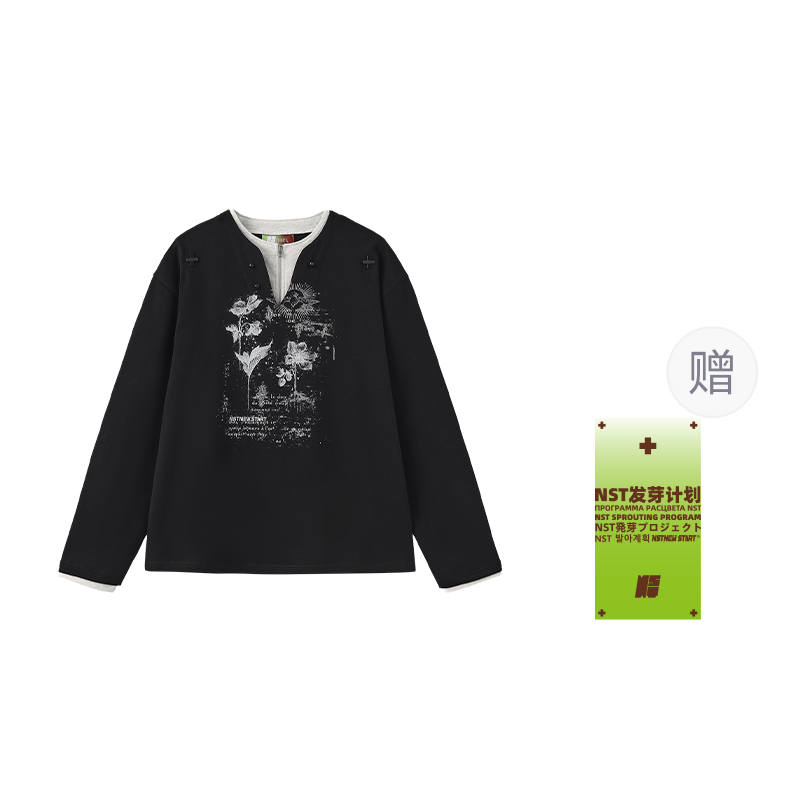 NSTNEW START T Shirts Unisex Henry Collar Moderate Mock Two Piece