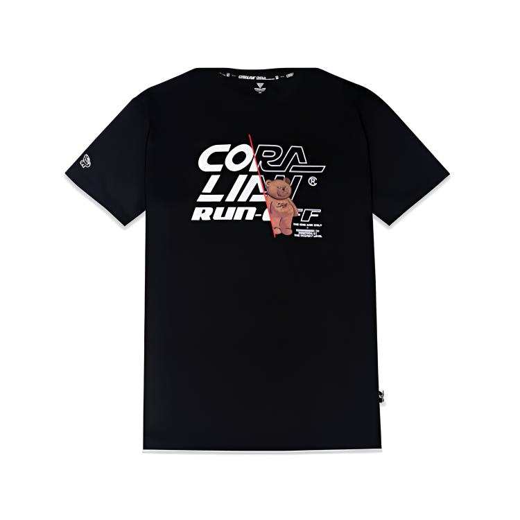 CORALIAN T Shirts Unisex Black Crew Neck Moderate Straight Fit