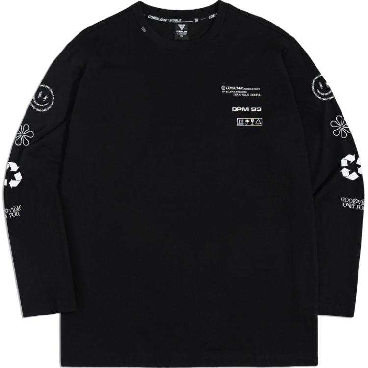CORALIAN T Shirts Unisex Black Crew Neck Moderate