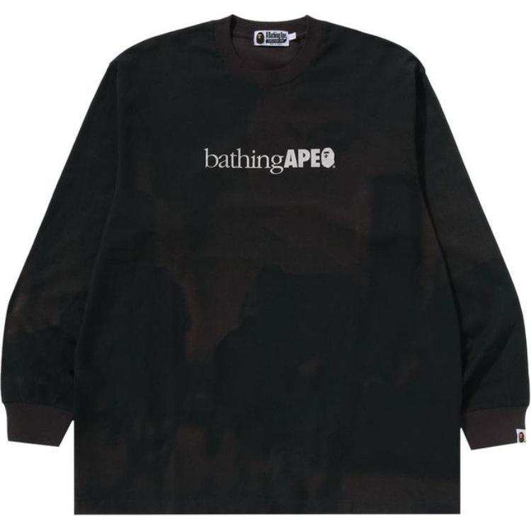 A BATHING APE Bape Overprint Logo Relaxed Fit L/S Tee