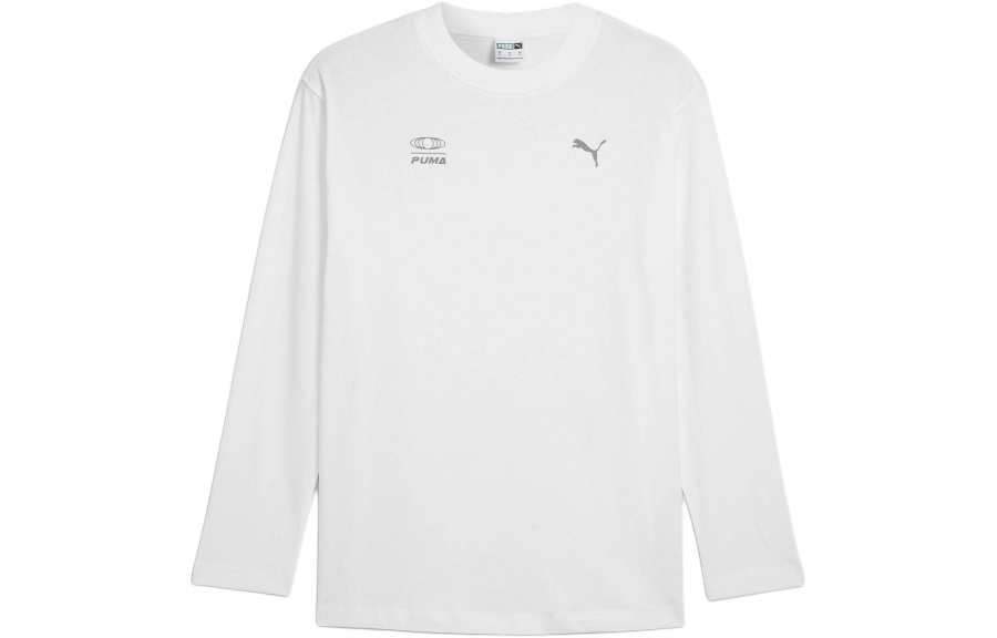 PUMA Downtown Striped DARE To Long Sleeve Tee T Shirt Men's White