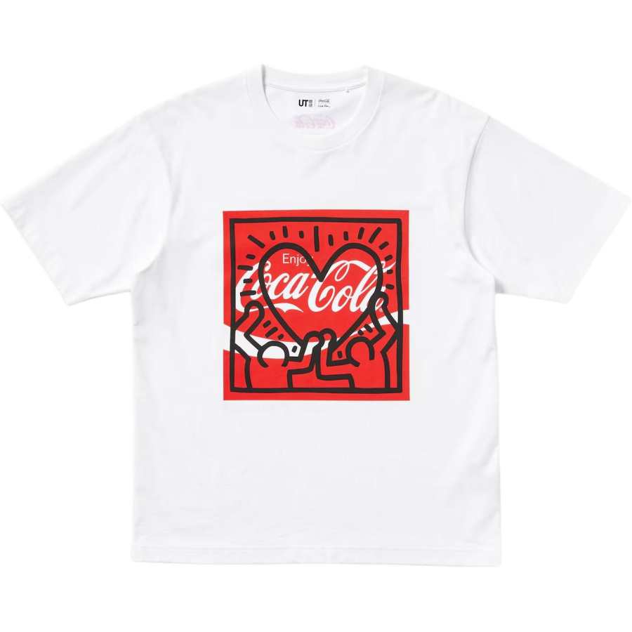 UNIQLO X Keith Haring X Coca Cola ·/Keith Haring X T Shirts Unisex White Crew Neck Moderate Straight Fit