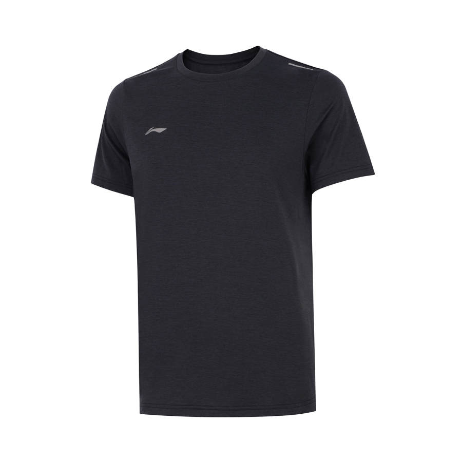 Li-Ning Li Ning T Shirts Men's Black Crew Neck Moderate Straight Fit