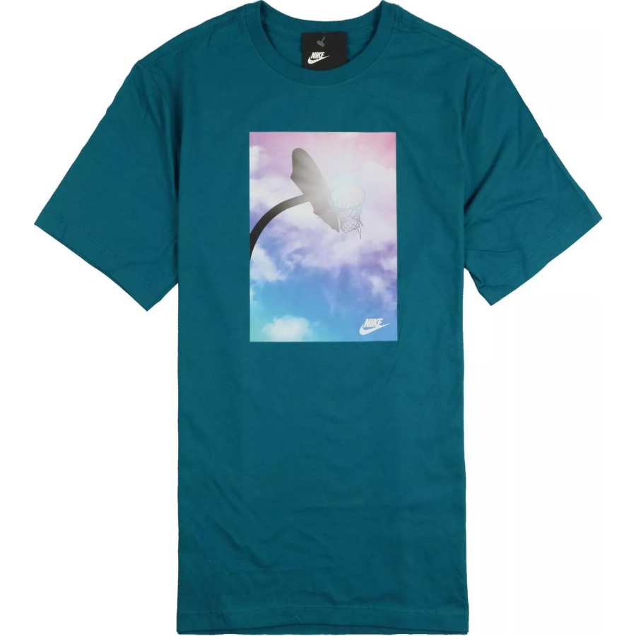 Nike Nike T Shirts Men's Lake Blue Crew Neck Moderate Straight Fit