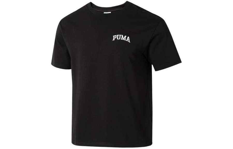 PUMA T Shirts Men's Black Crew Neck Moderate Straight Fit