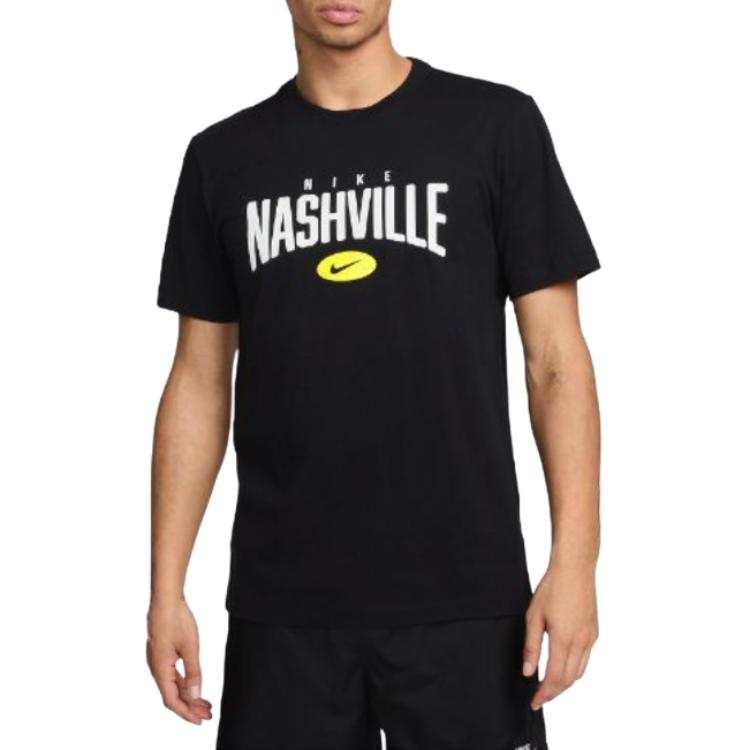 Nike Nike T Shirts Men's Black Crew Neck Moderate Straight Fit