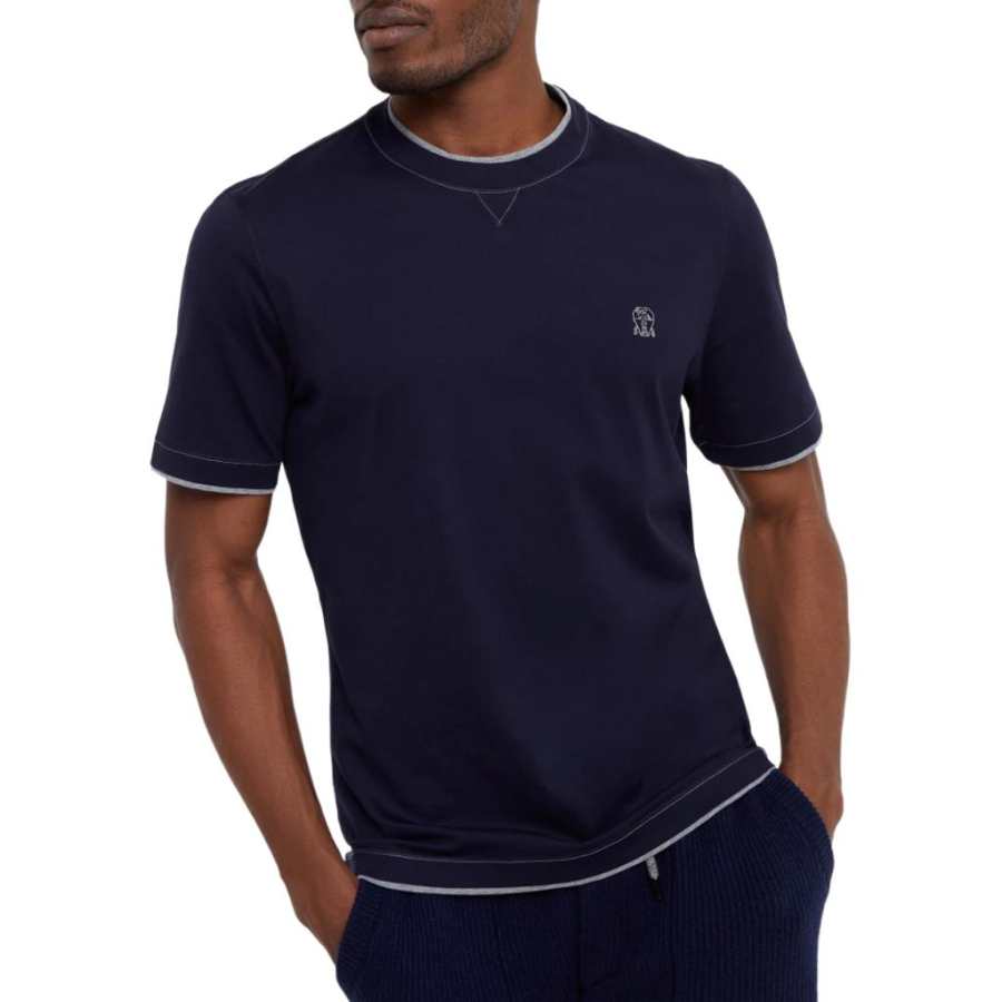 Brunello Cucinelli Logo Embroidered Layered T-Shirt