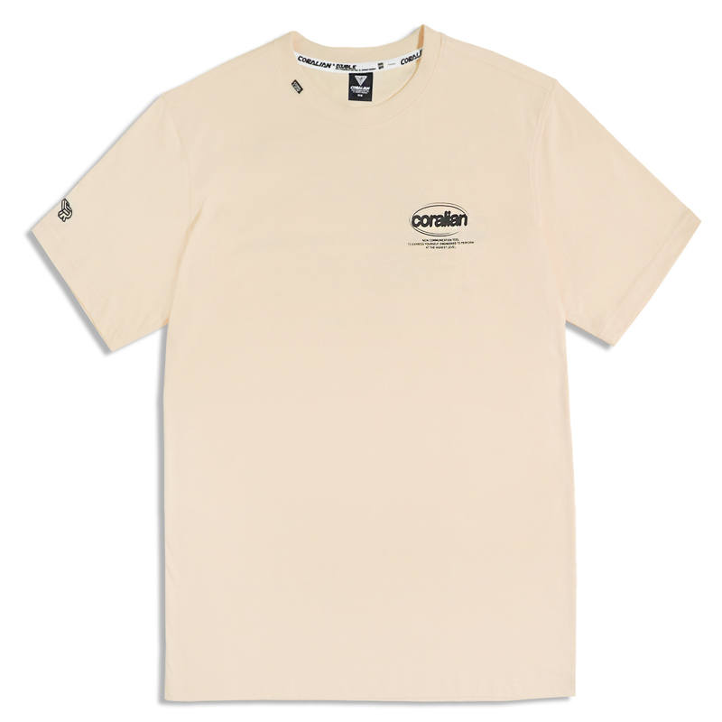 CORALIAN T Shirts Unisex Ecru Crew Neck Moderate Straight Fit