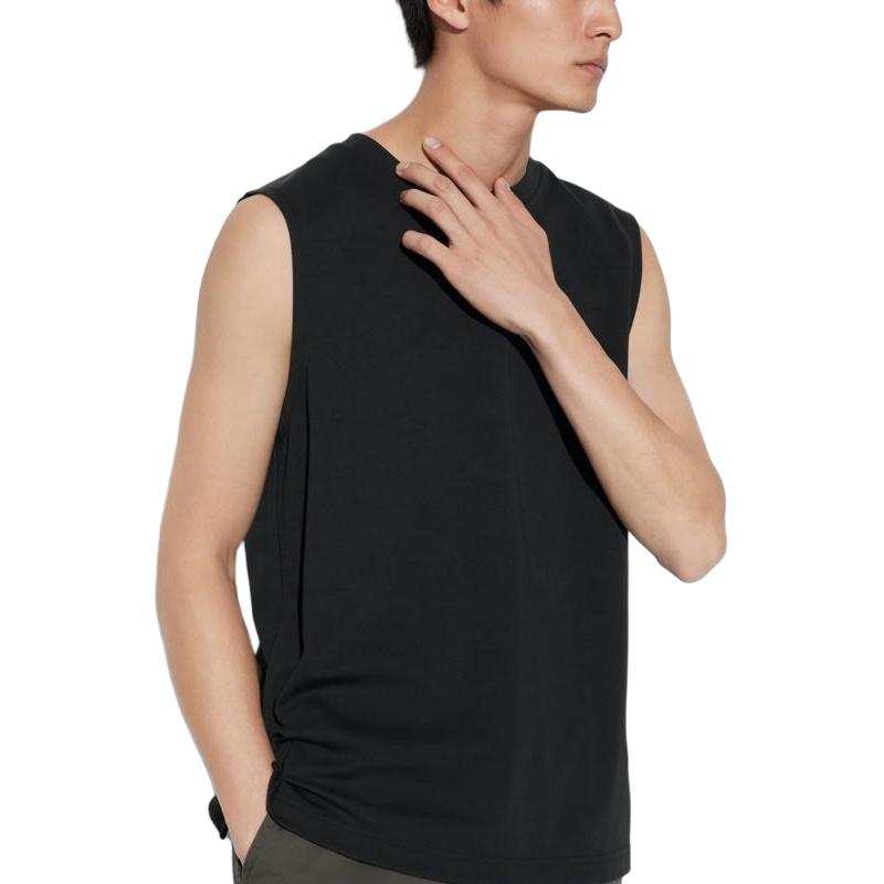 UNIQLO Tank Tops Unisex Black Crew Neck
