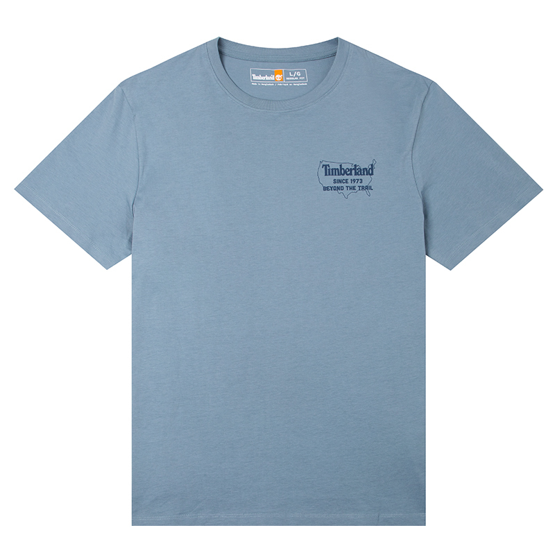 Timberland T Shirts Men's Blue Crew Neck Moderate Straight Fit