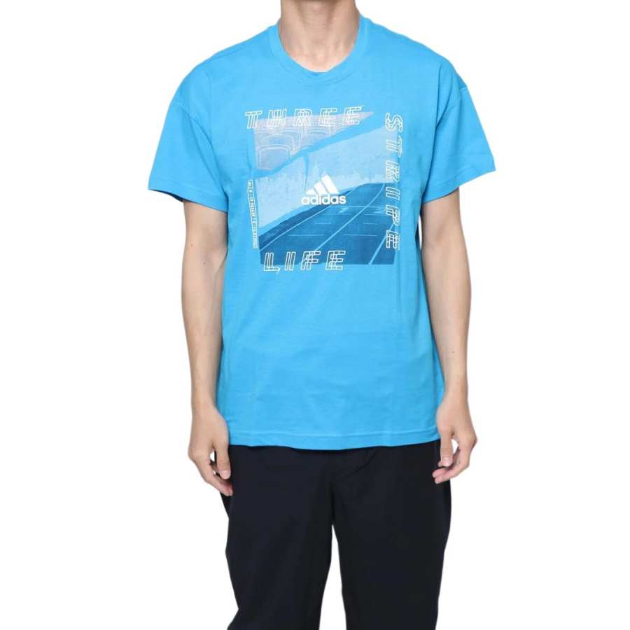 Adidas Adidas T Shirts Men's Blue Crew Neck Moderate