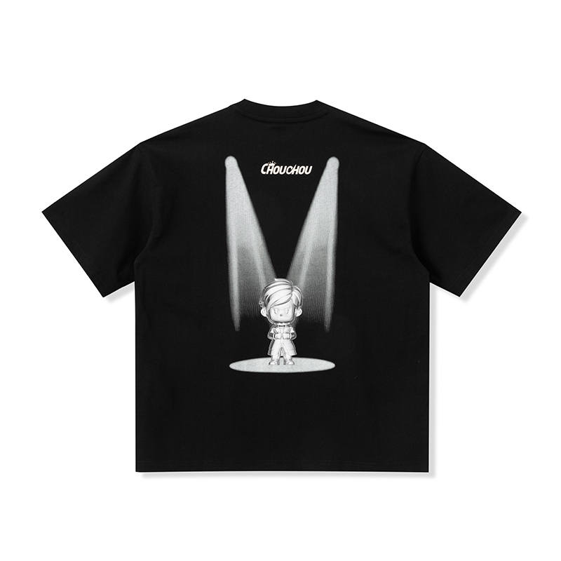 CHOUCHOUS T Shirts Unisex Black Crew Neck Moderate Straight Fit