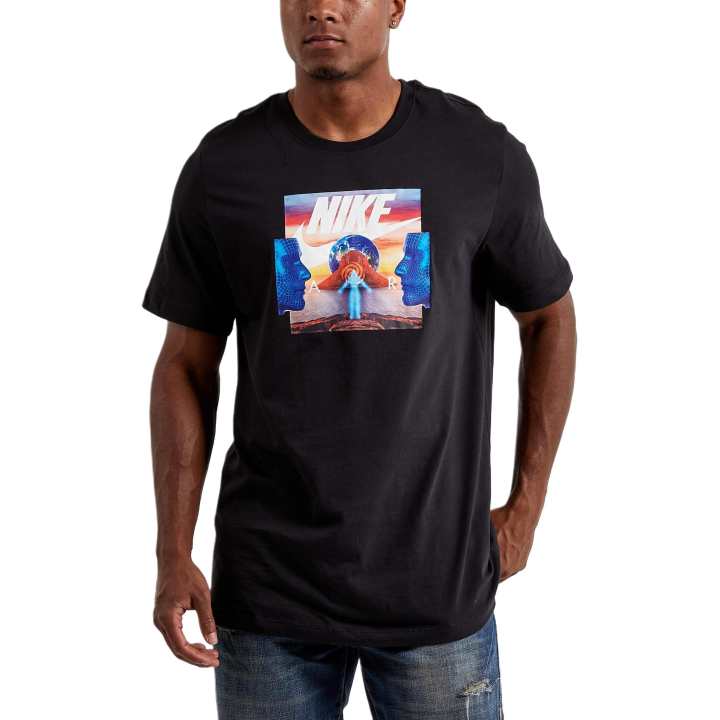 Nike Nike T Shirts Men's Black Crew Neck Moderate Straight Fit