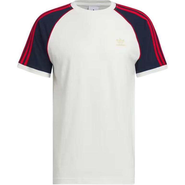 Adidas Adidas Clothing T Shirts Men's White Crew Neck Moderate Straight Fit