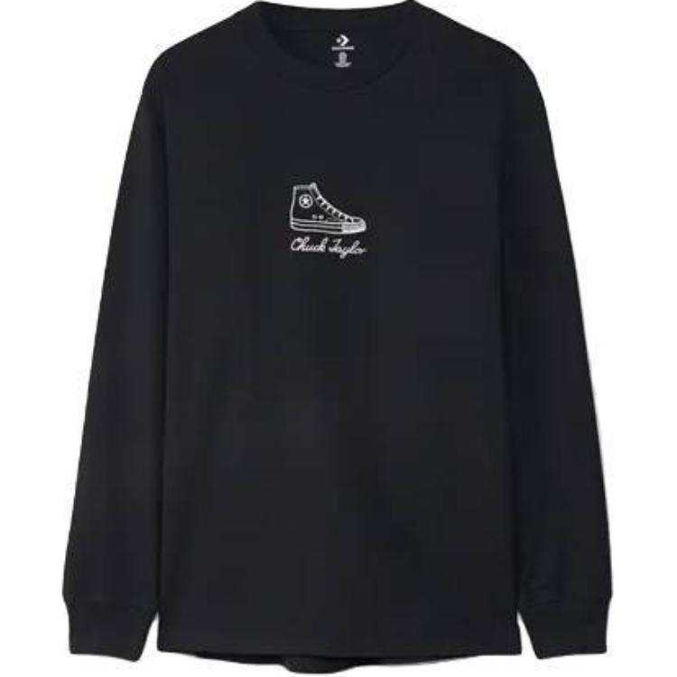 Converse T Shirts Men's Black Crew Neck Moderate Straight Fit