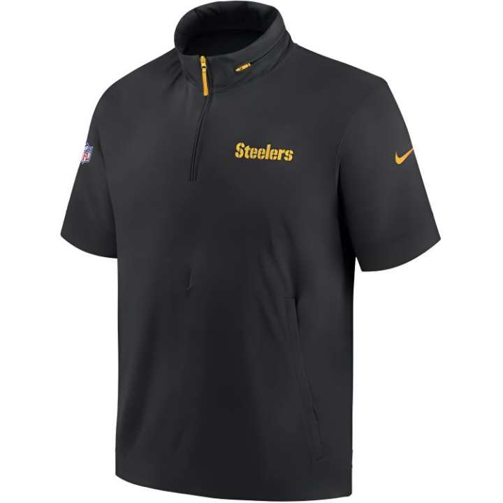 Nike Nike Pittsburgh Steelers Sideline Coach Men's Nike Nfl 1/2 Zip Short Sleeve Hooded Jacket