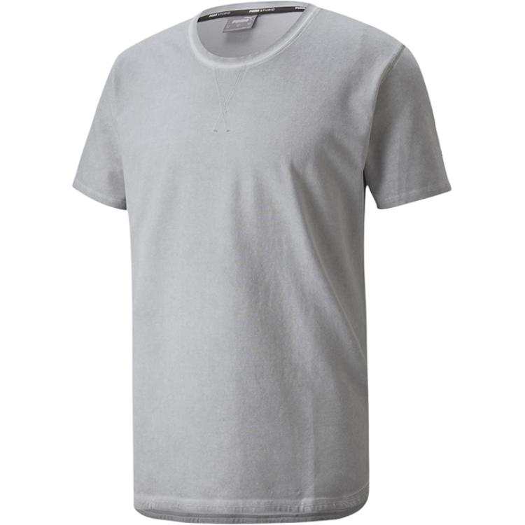 PUMA PUMA T Shirts Men's Light Gray Crew Neck Moderate
