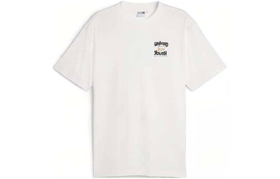 PUMA T Shirts Men's White Crew Neck Moderate