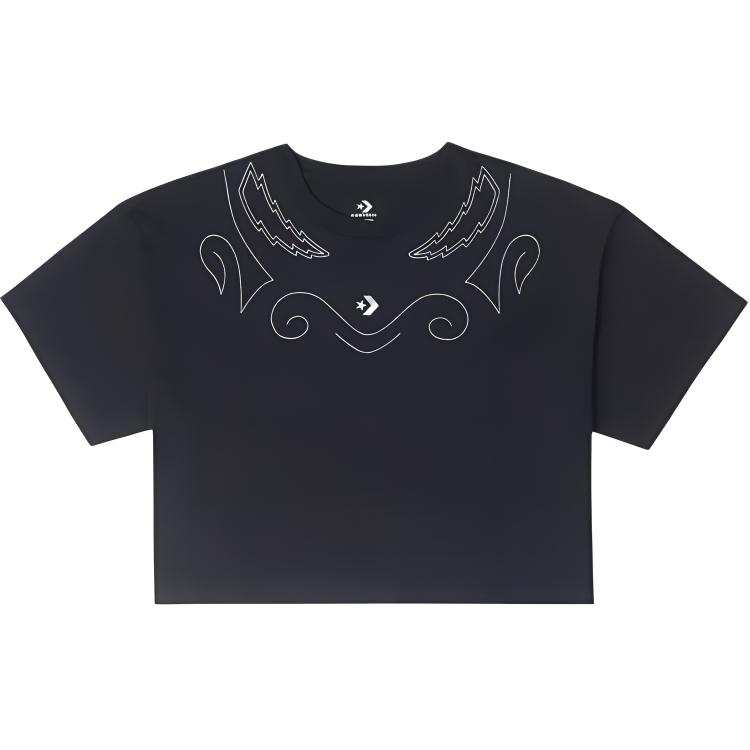 Converse T Shirts Unisex Black Crew Neck Moderate Straight Fit