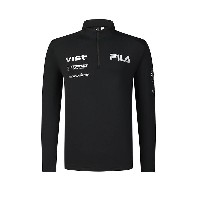 FILA SKI Collection, Versatile Stand Collar Half Zip Fleece Lined Waterproof Breathable Long Sleeved T Shirt Men's