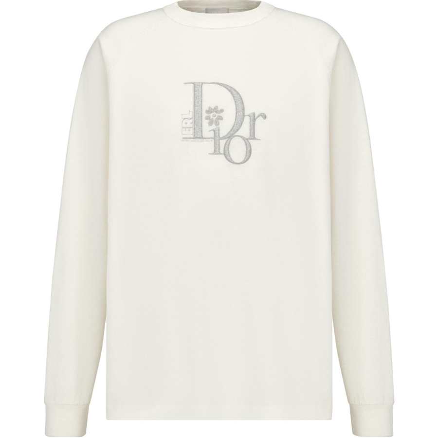 DIOR T Shirts Men's White Crew Neck Moderate Straight Fit